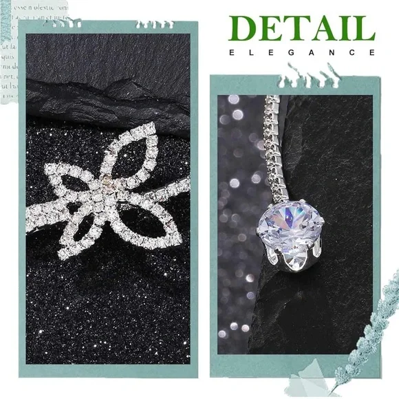 Elegant Silver Necklace with Crystal Accents - Picture 4 of 8